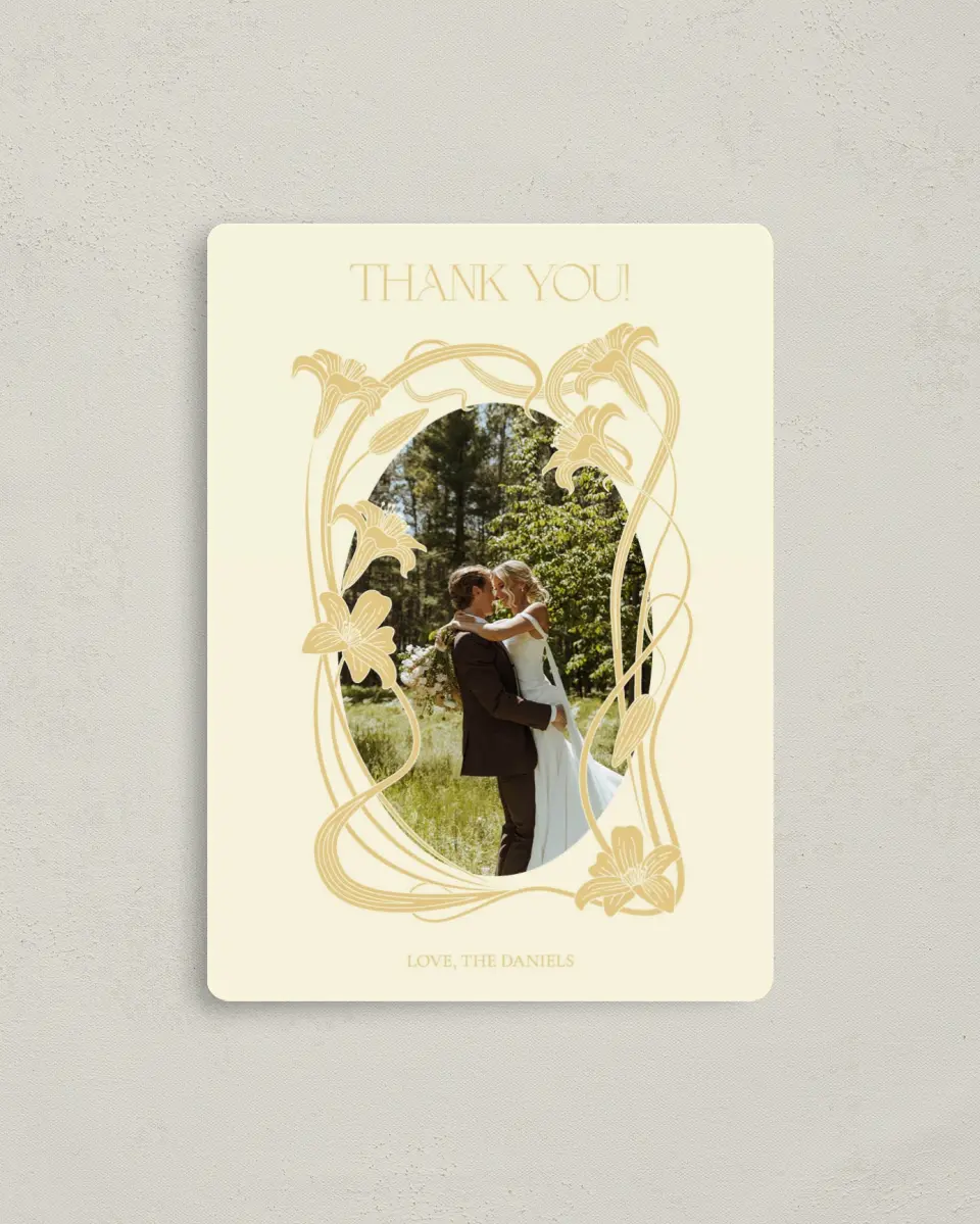 This is a 4" x 5½" Thank You Magnet called Water Lily printed in full color with a Luxe Satin finish