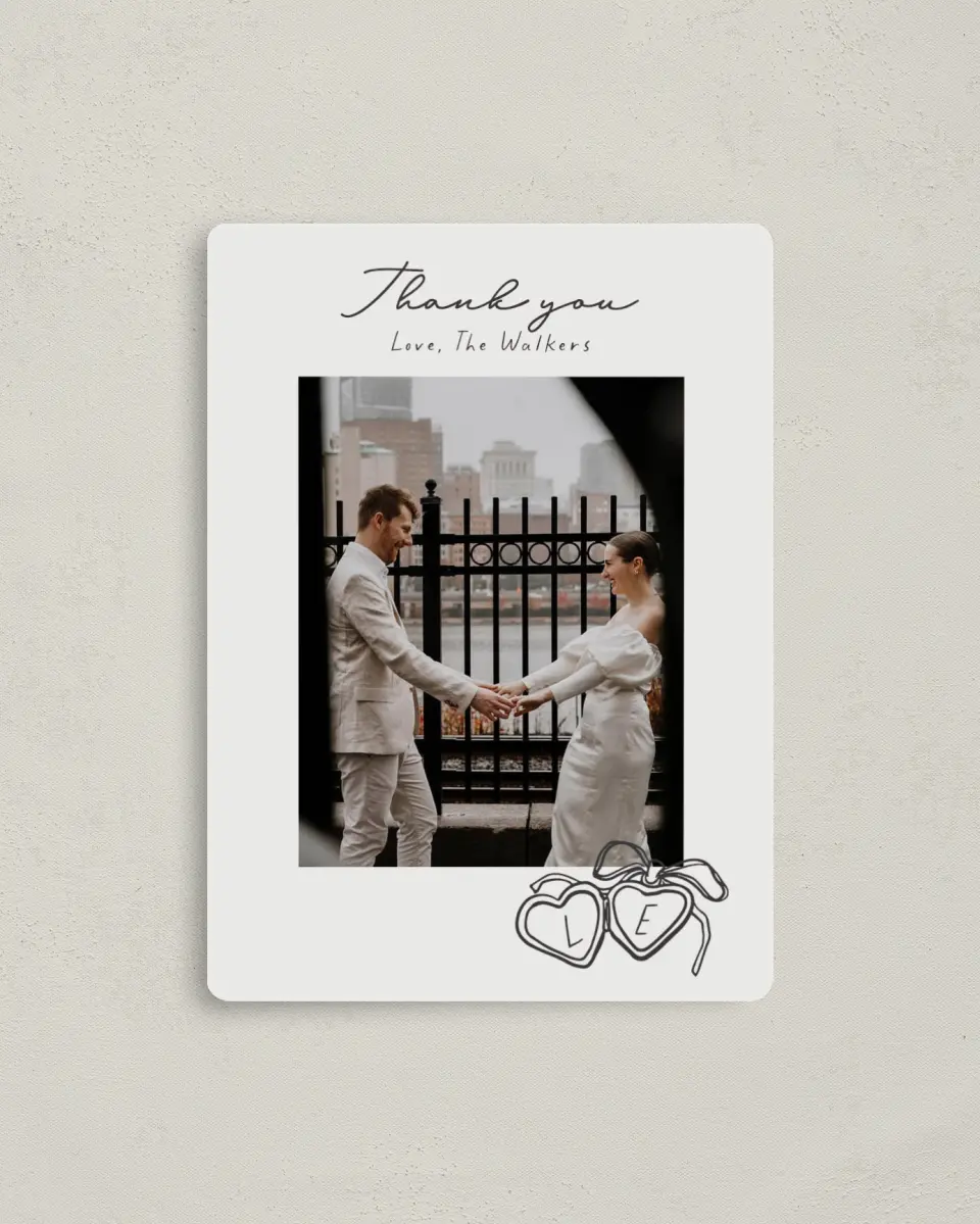 This is a 4" x 5½" Thank You Magnet called Locket of Love printed in full color with a Luxe Satin finish