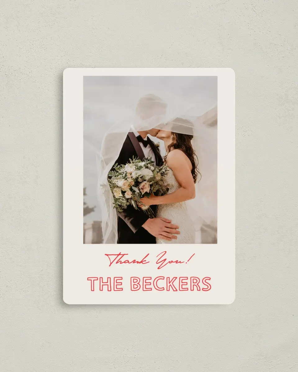 This is a 4" x 5½" Thank You Magnet called Bold & Bright printed in full color with a Luxe Satin finish