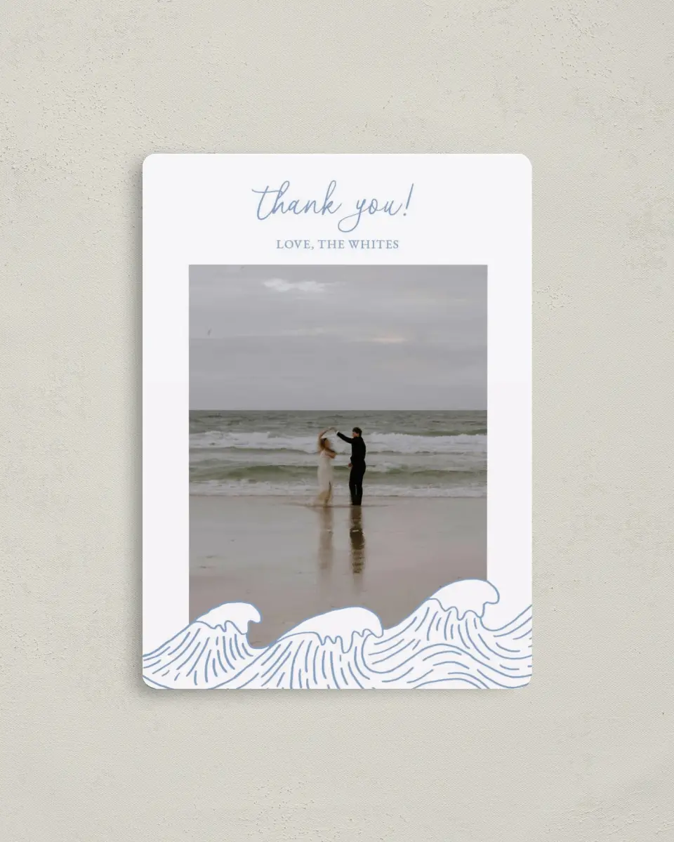 This is a 4" x 5½" Thank You Magnet called Wave of Love printed in full color with a Luxe Satin finish