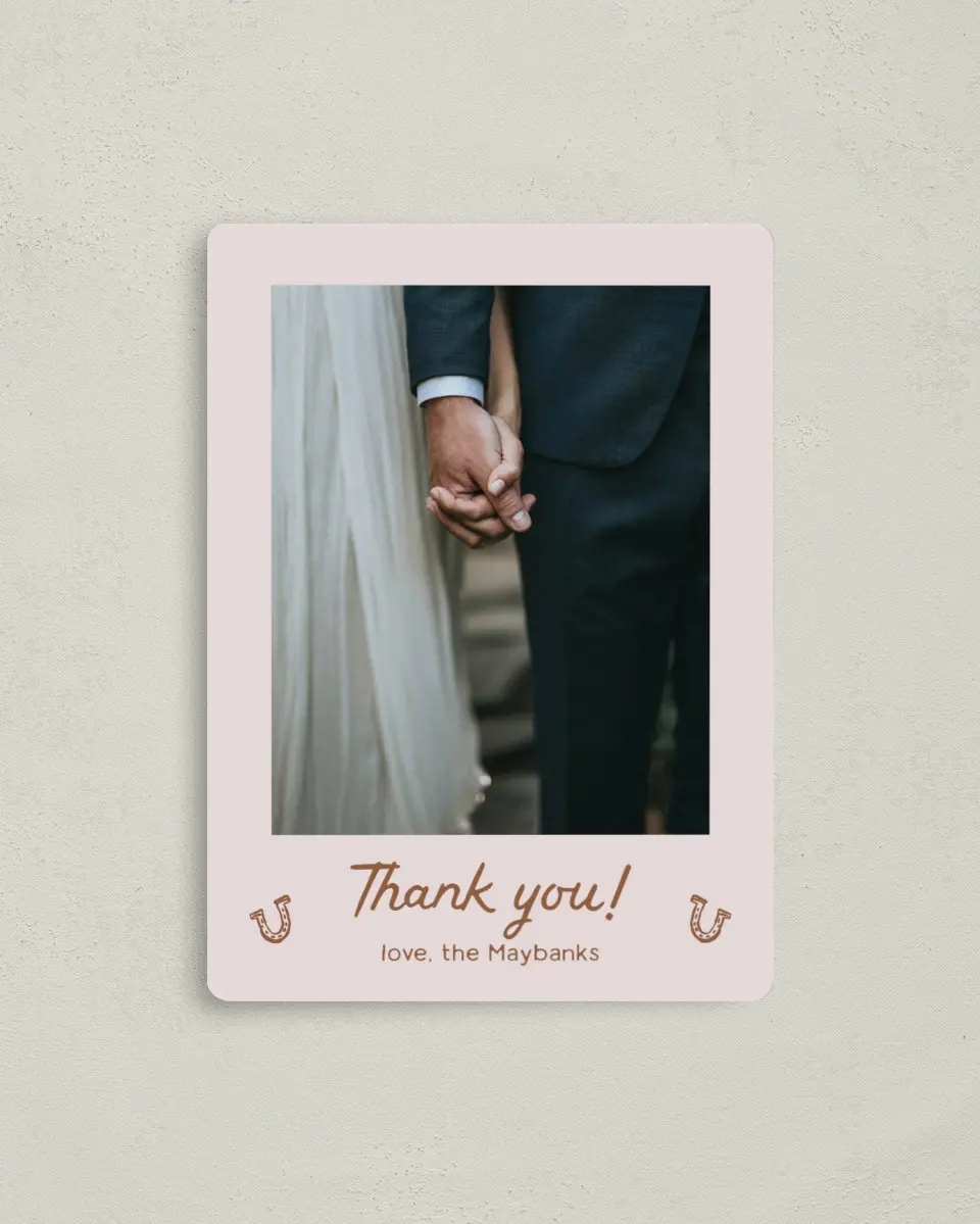 This is a 4" x 5½" Thank You Magnet called Western Whimsy printed in full color with a Luxe Satin finish