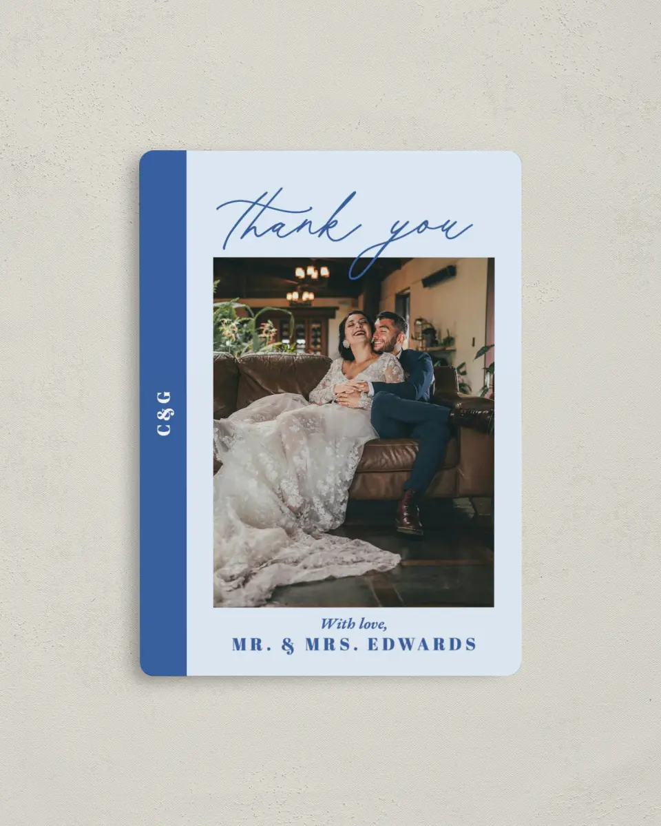 This is a 4" x 5½" Thank You Magnet called Forever and Ever printed in full color with a Luxe Satin finish