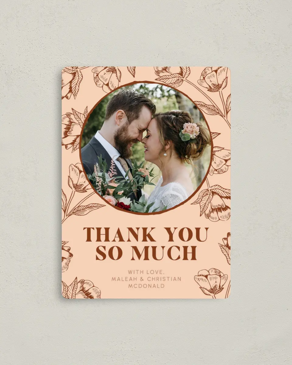 This is a 4" x 5½" Thank You Magnet called Agrestal printed in full color with a Luxe Satin finish