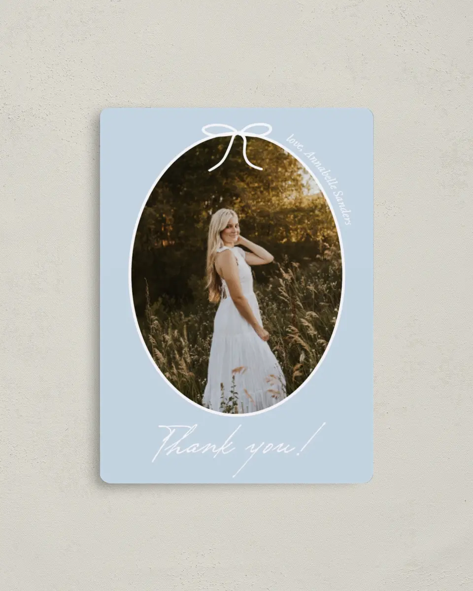 This is a 4" x 5½" Graduation Thank You Magnet called Future Tied printed in full color with a Luxe Satin finish