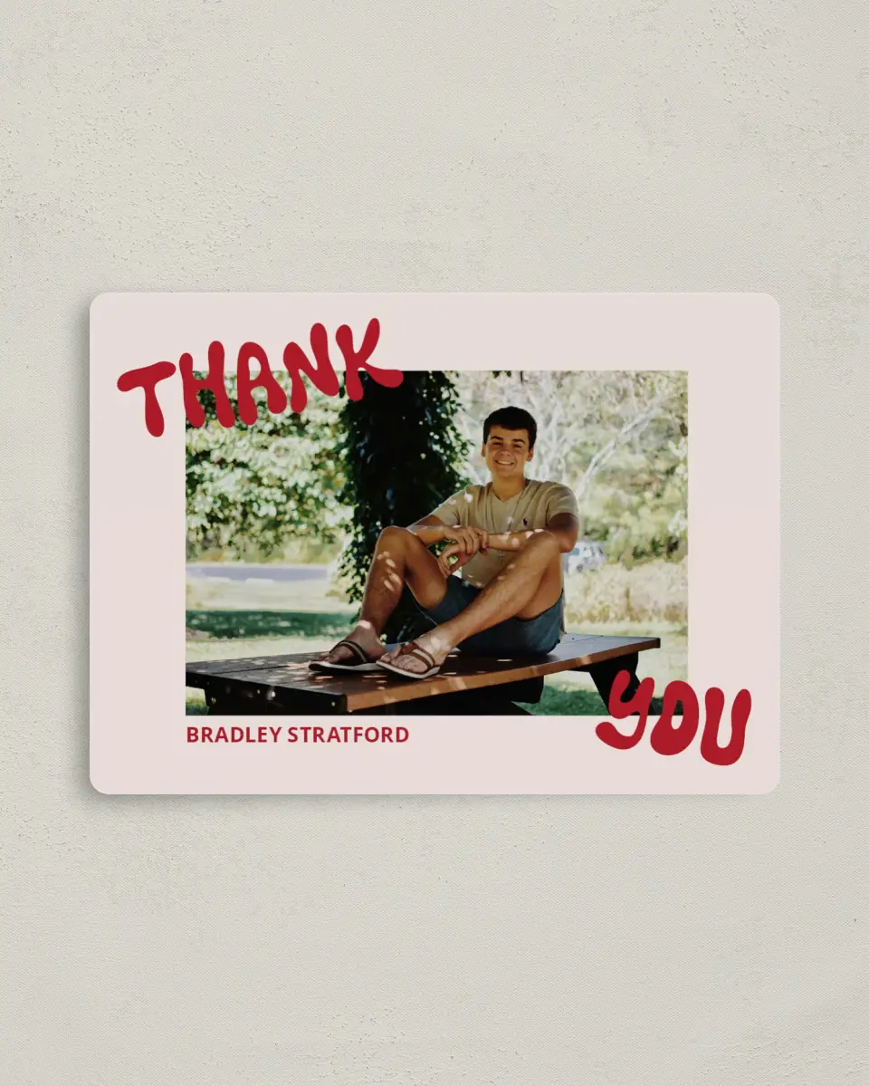 This is a 4" x 5½" Graduation Thank You Magnet called Final Countdown printed in full color with a Luxe Satin finish