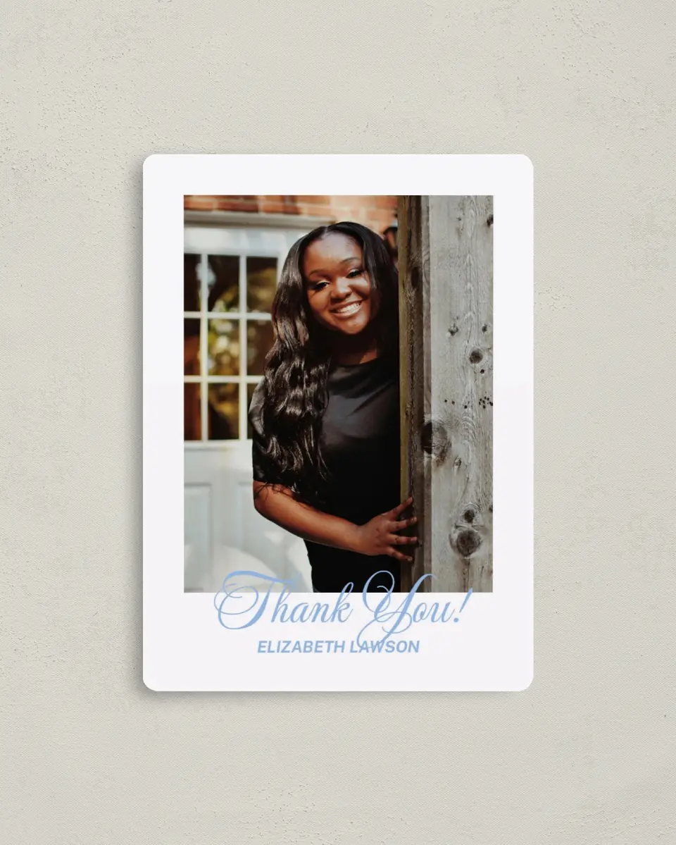 This is a 4" x 5½" Graduation Thank You Magnet called Celebration of Success printed in full color with a Luxe Satin finish