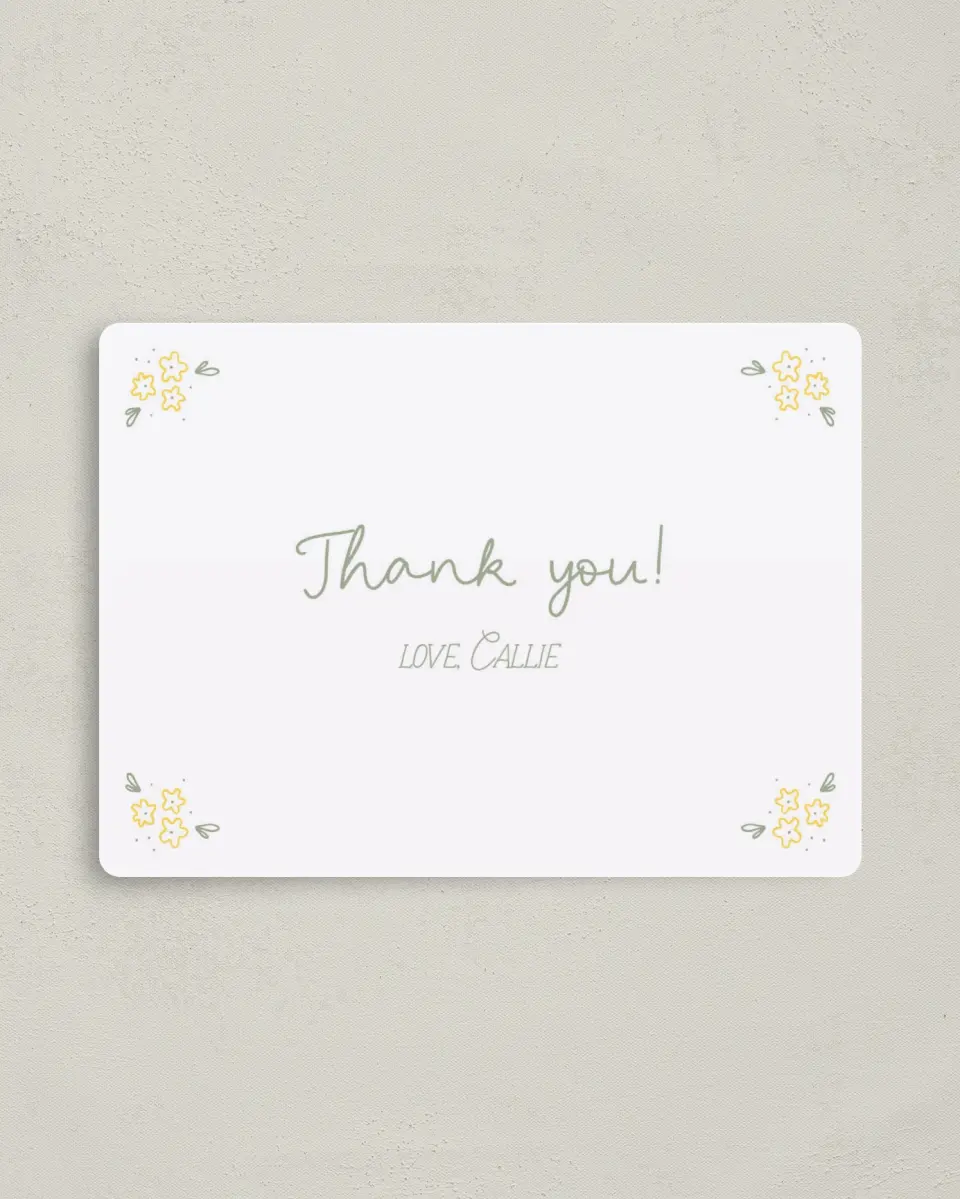 This is a 4" x 5½" Newlywed called Dainty Daisies printed in full color with a Luxe Satin finish