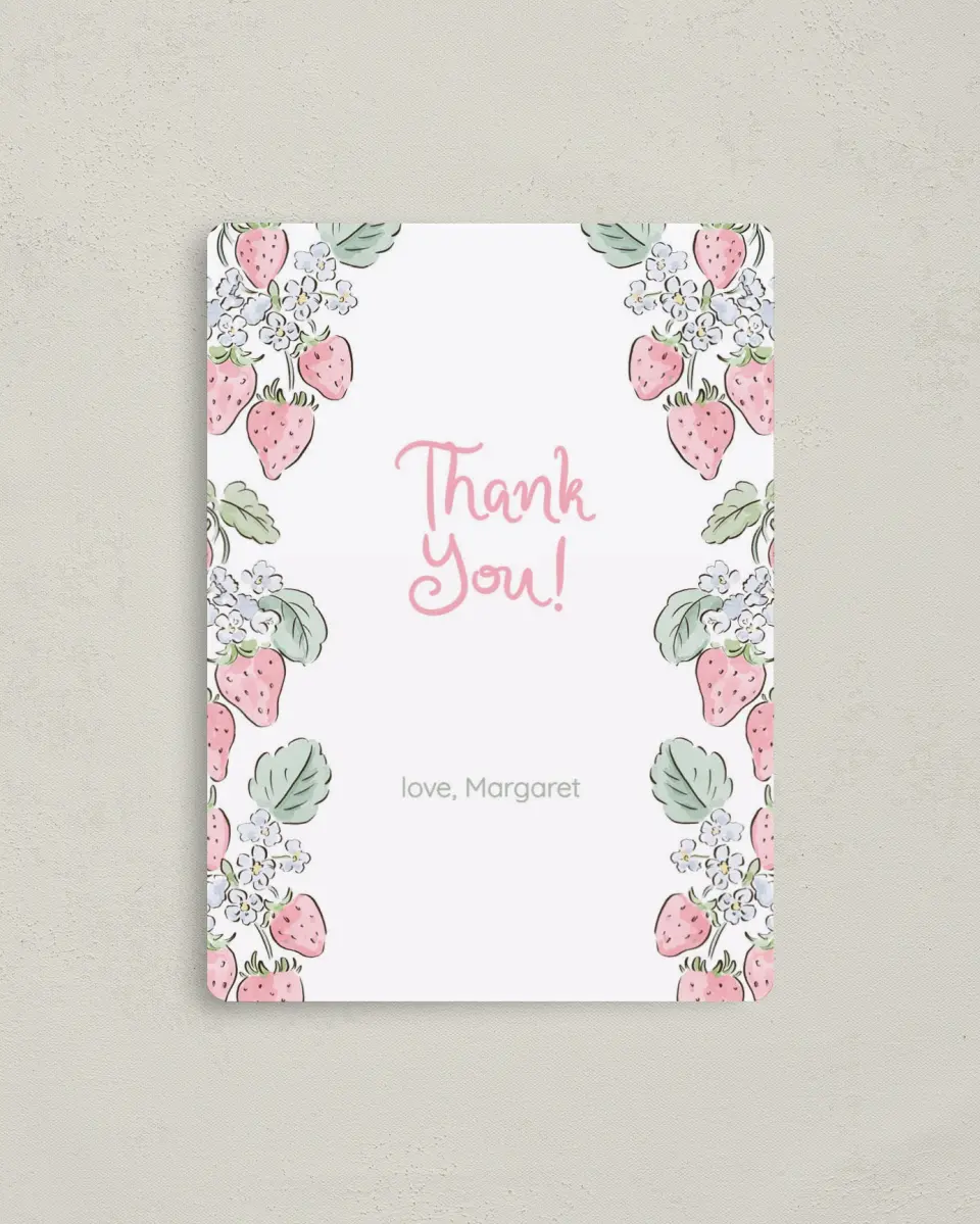 This is a 4" x 5½" Newlywed called Berry in Love printed in full color with a Luxe Satin finish