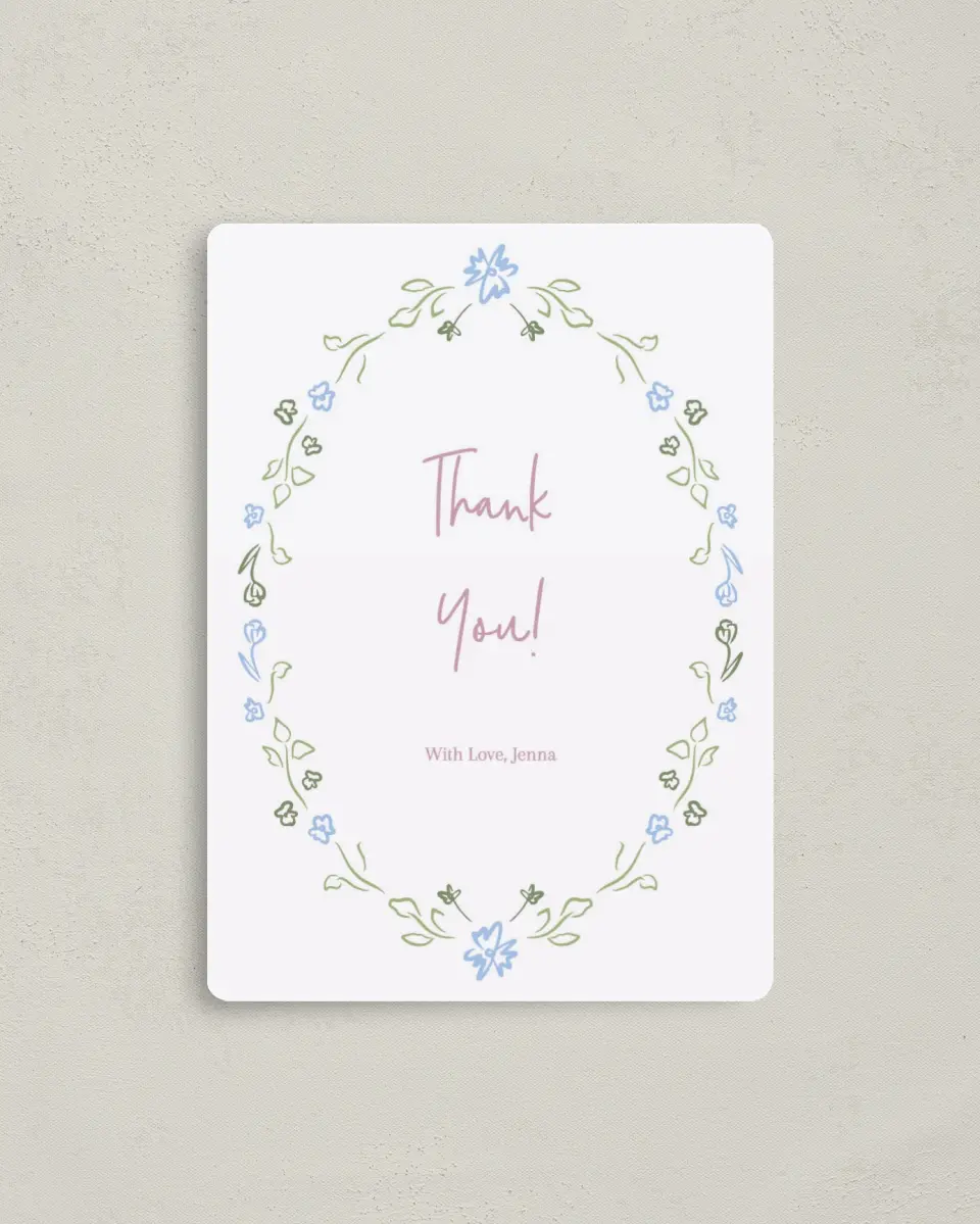 This is a 4" x 5½" Newlywed called Petals of Love printed in full color with a Luxe Satin finish