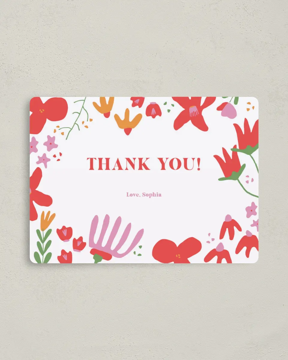 This is a 4" x 5½" Newlywed called Spring Into Love printed in full color with a Luxe Satin finish