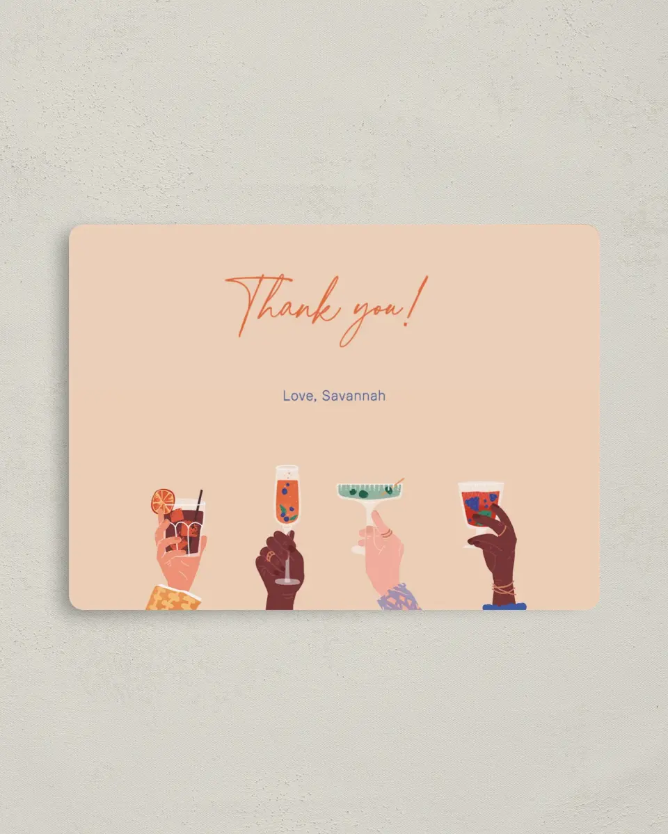 This is a 4" x 5½" Newlywed called Cocktail Shower printed in full color with a Luxe Satin finish