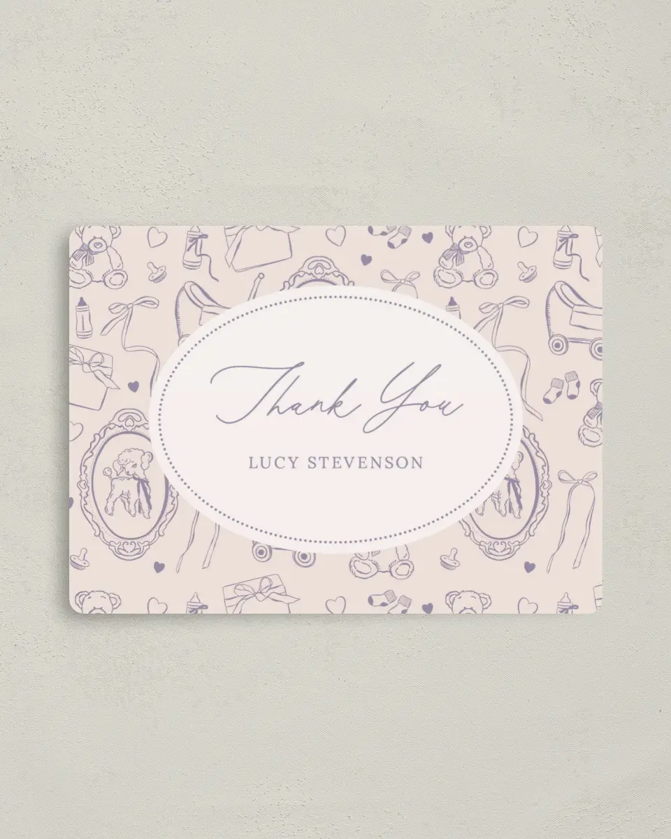 This is a 4" x 5½" Newlywed called Bottles & Bows printed in full color with a Luxe Satin finish