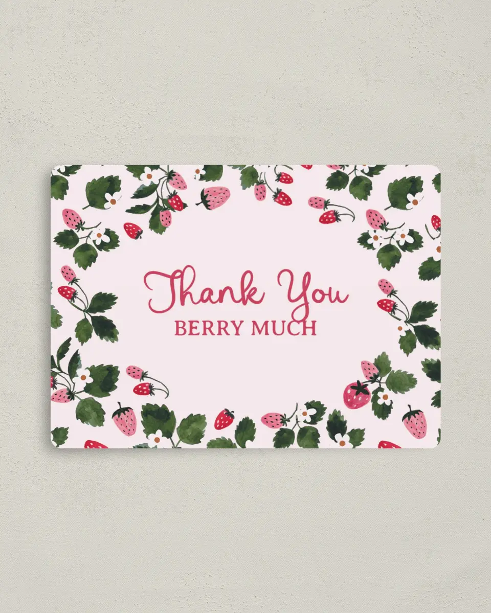 This is a 4" x 5½" Newlywed called Berry Sweet Baby printed in full color with a Luxe Satin finish