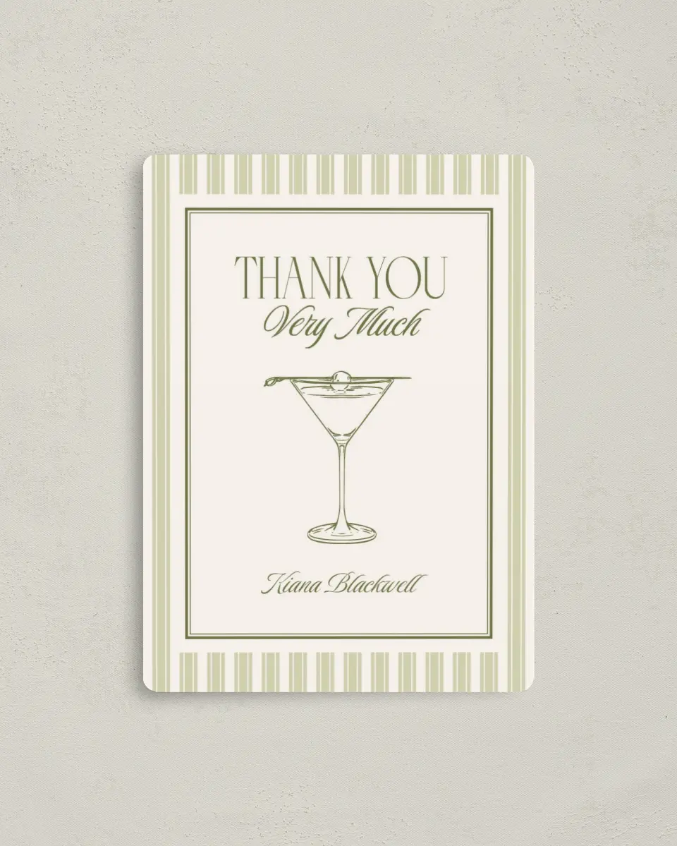 This is a 4" x 5½" Graduation Thank You Magnet called A Tini One printed in full color with a Luxe Satin finish