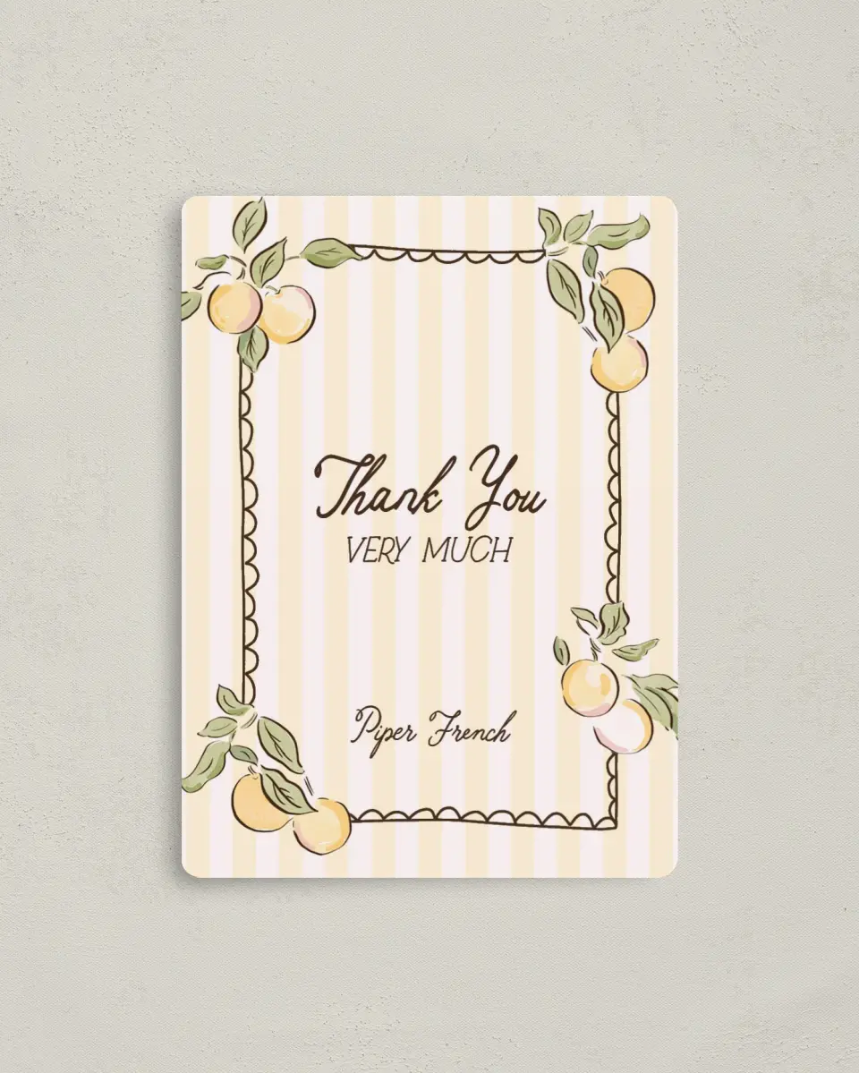 This is a 4" x 5½" Graduation Thank You Magnet called Summer Cutie printed in full color with a Luxe Satin finish