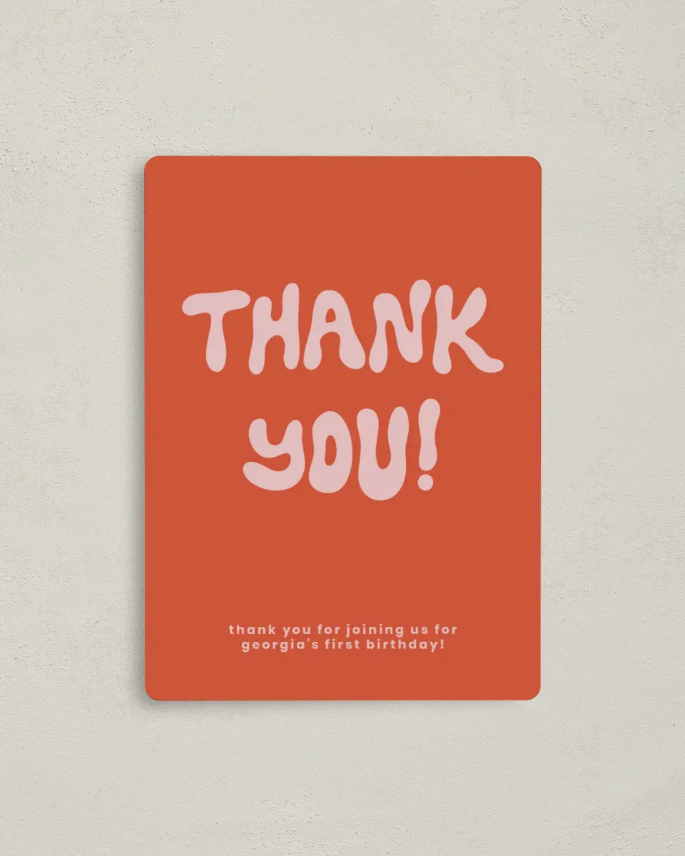 This is a 4" x 5½" Thank You Card called One is Fun printed in full color with a Luxe Satin finish
