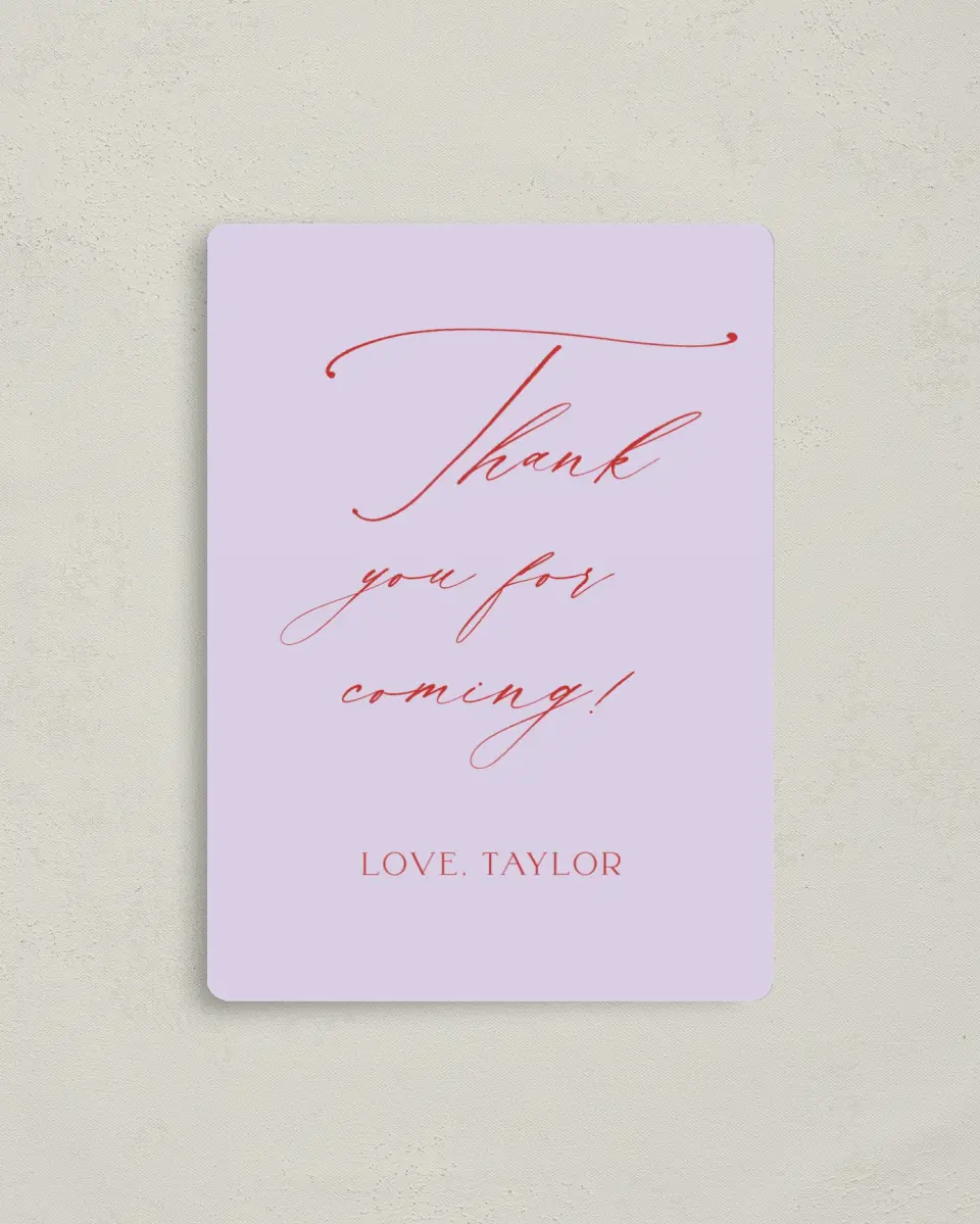 This is a 4" x 5½" Thank You Card called Make a Wish printed in full color with a Luxe Satin finish