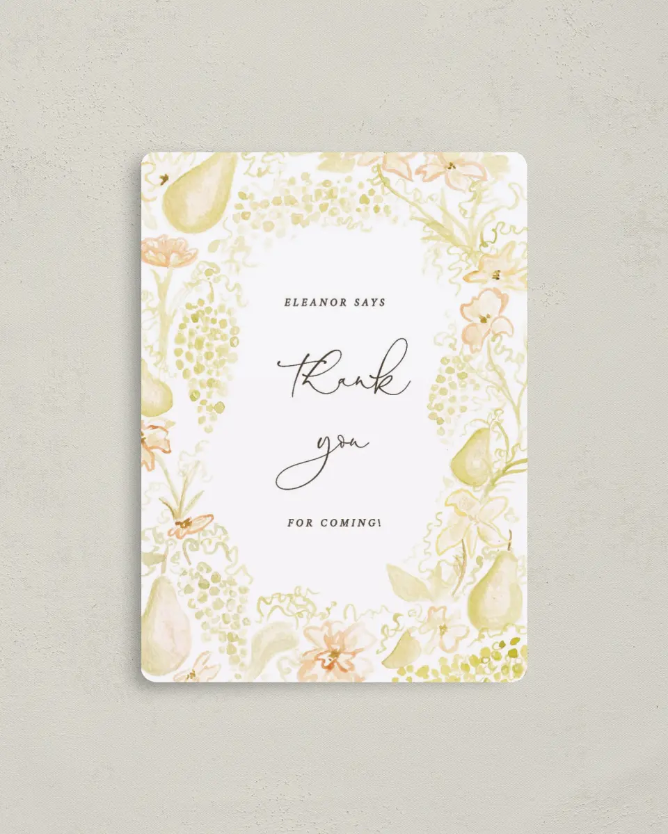 This is a 4" x 5½" Thank You Card called Timeless Moments printed in full color with a Luxe Satin finish