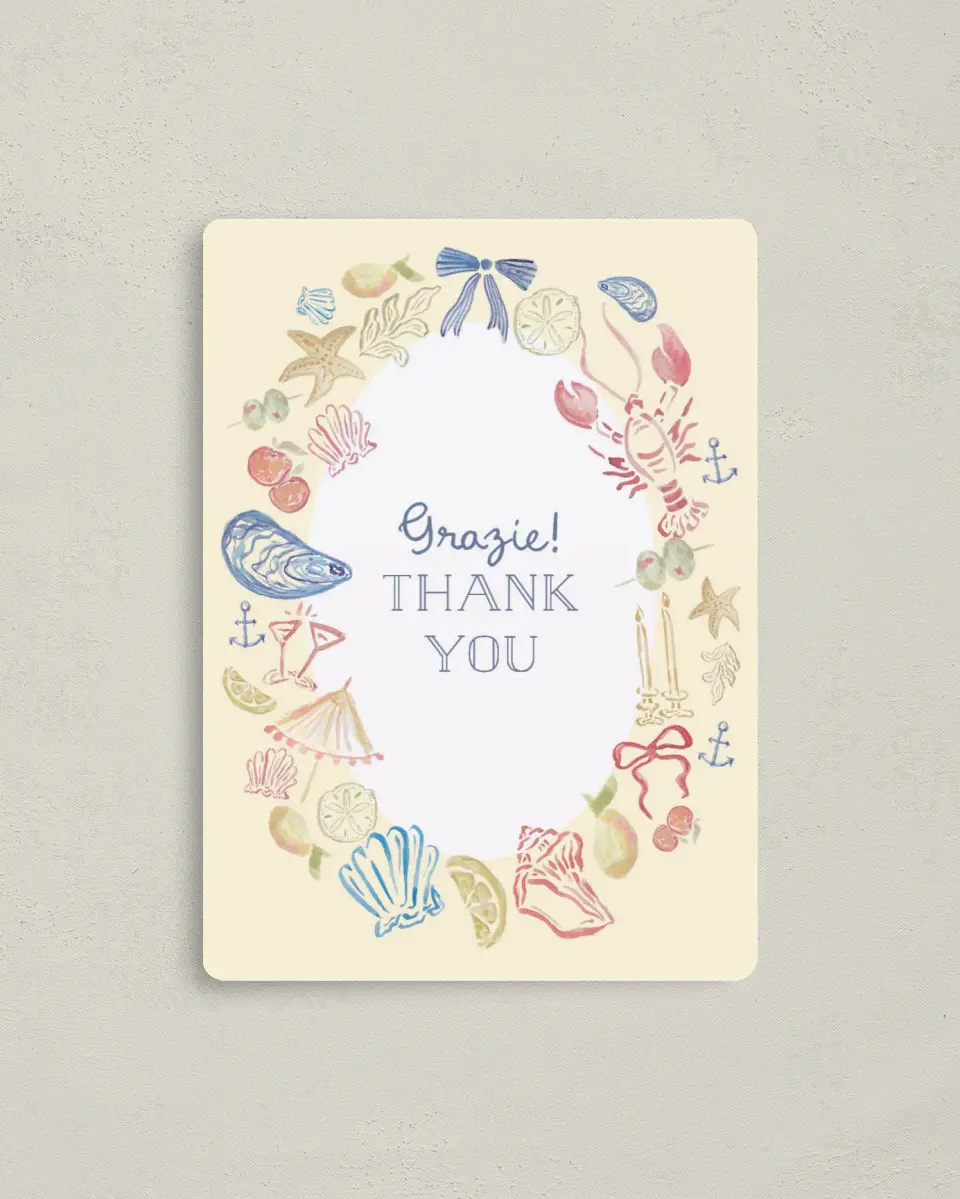 This is a 4" x 5½" Newlywed called Ciao Baby printed in full color with a Luxe Satin finish