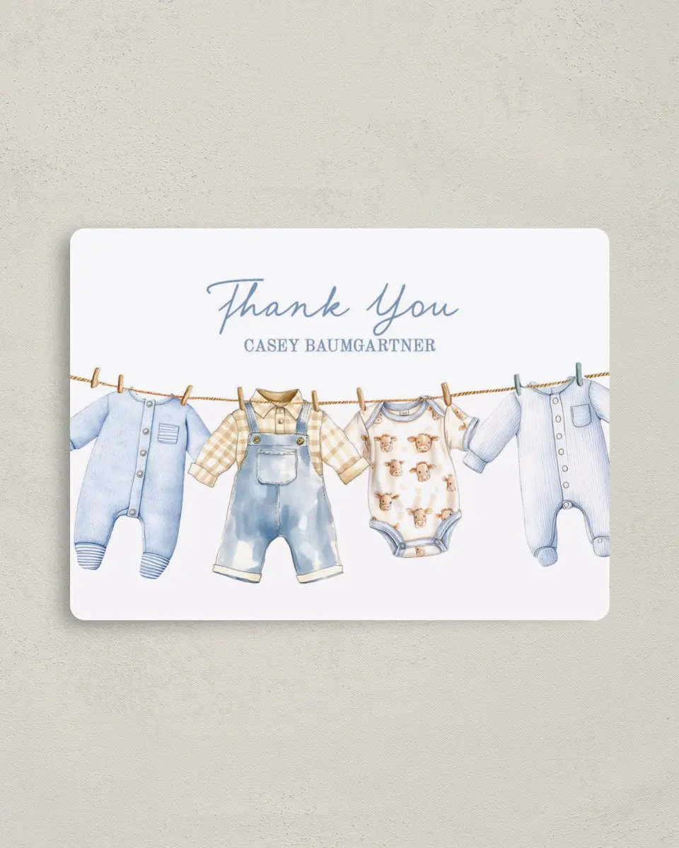 This is a 4" x 5½" Graduation Thank You Magnet called Country Clothesline printed in full color with a Luxe Satin finish