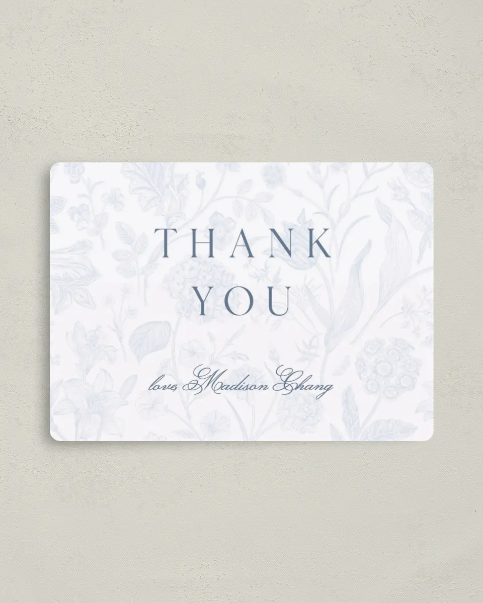 This is a 4" x 5½" Graduation Thank You Magnet called Blissful Blooms printed in full color with a Luxe Satin finish