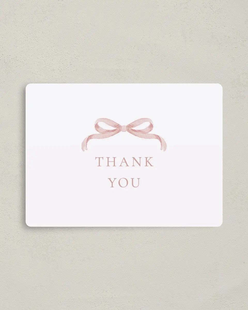This is a 4" x 5½" Graduation Thank You Magnet called Bitty Bow printed in full color with a Luxe Satin finish