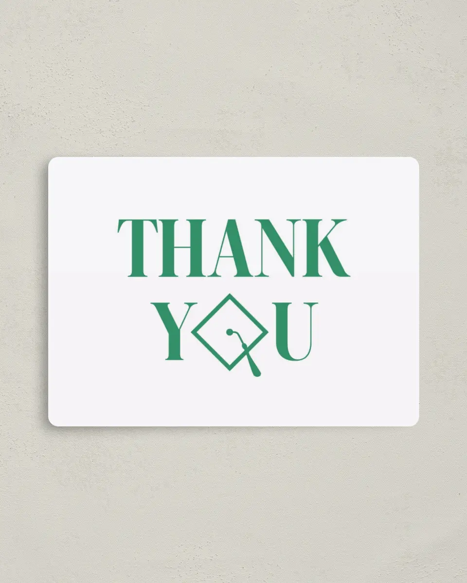 This is a 4" x 5½" Graduation Thank You Magnet called Class Icon printed in full color with a Luxe Satin finish