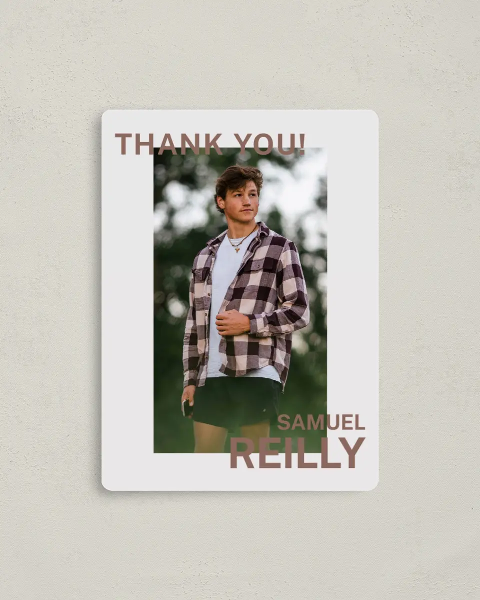 This is a 4" x 5½" Graduation Thank You Magnet called Graduation Time printed in full color with a Luxe Satin finish