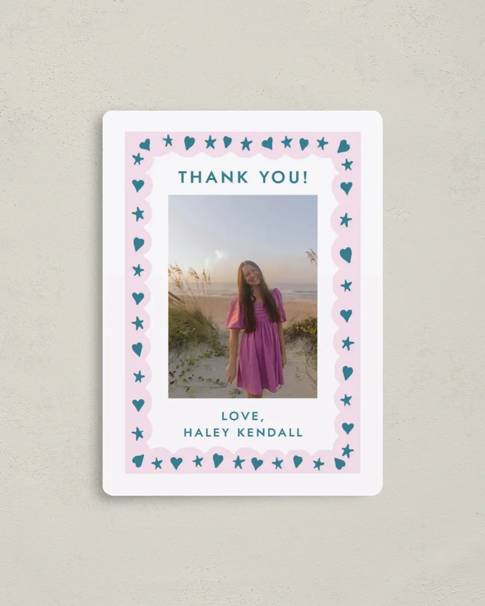 This is a 4" x 5½" Graduation Thank You Magnet called Fun Grad printed in full color with Gold foil and a Luxe Satin finish