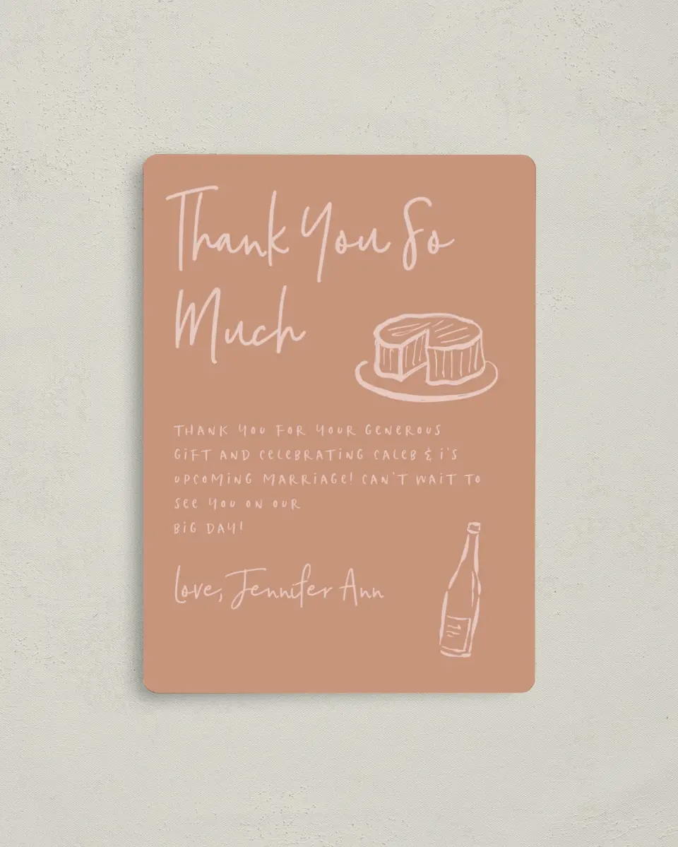 This is a 4" x 5½" Newlywed called Meant to Brie printed in full color with a Luxe Satin finish