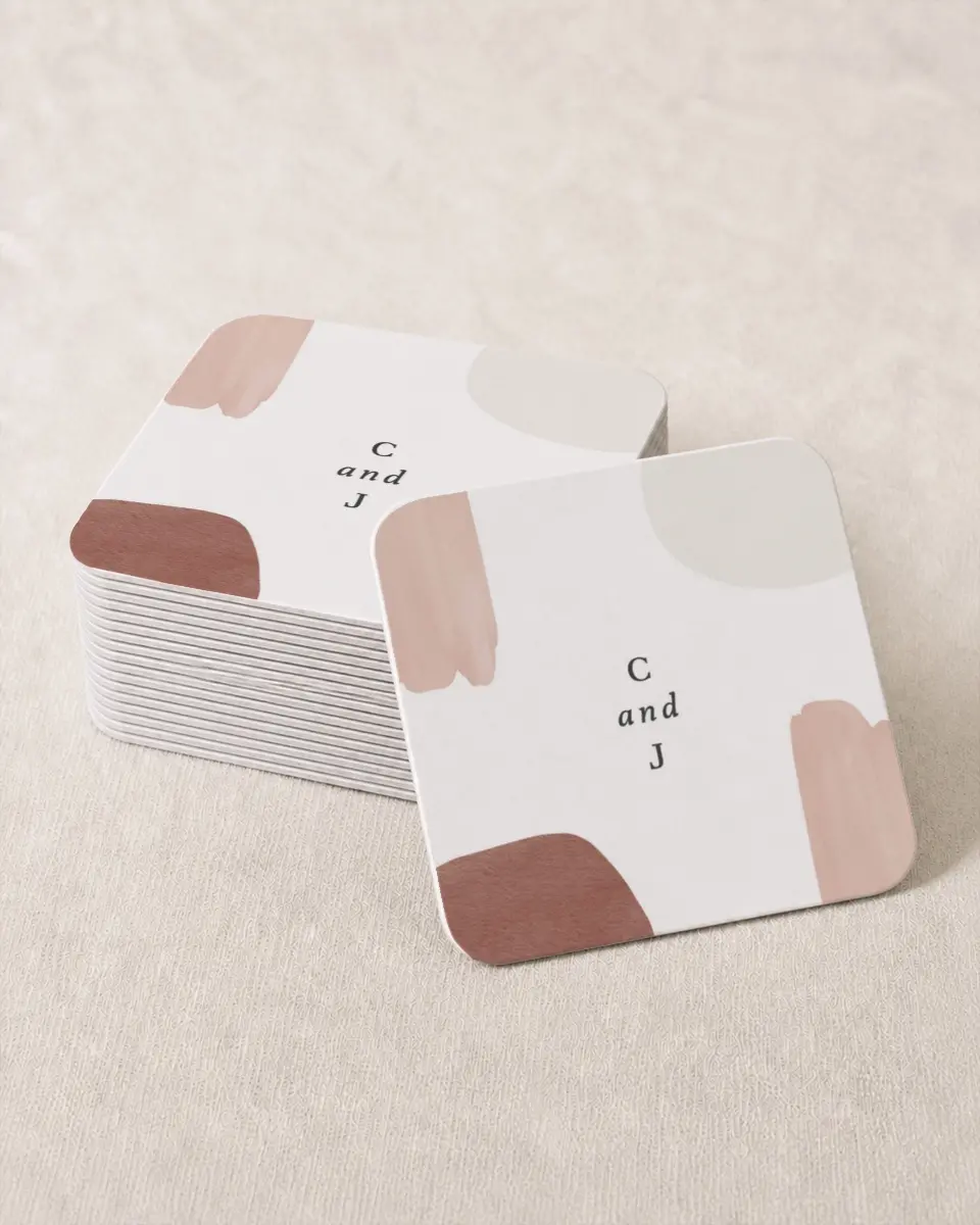 This is a 4" x 4" Wedding Coaster called Mod Paint printed in full color on Kraft Chipboard paper