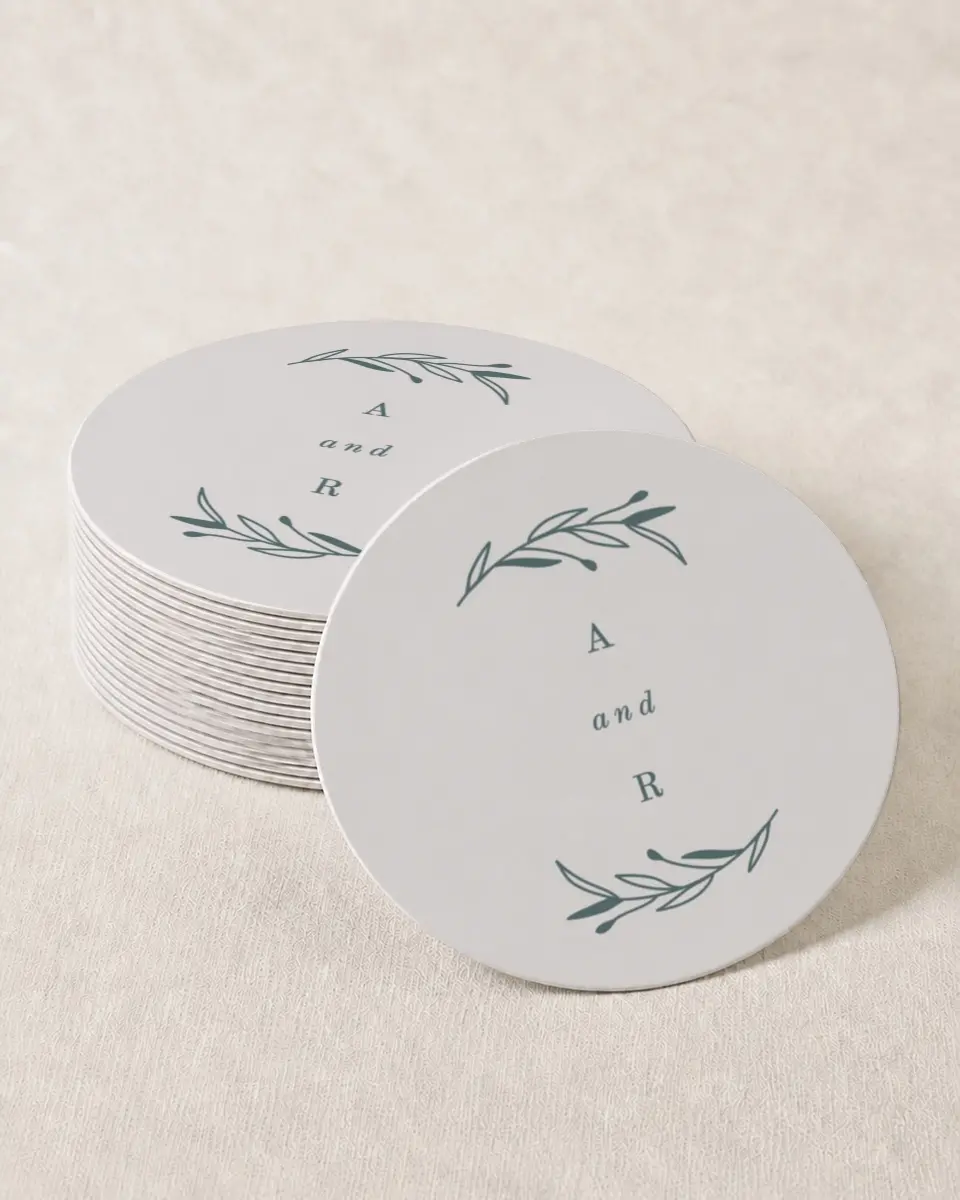 This is a 4" x 4" Wedding Coaster called Growing Arc printed in full color on Kraft Chipboard paper