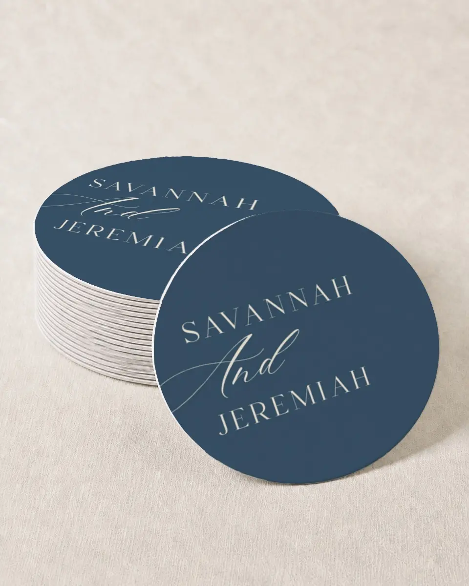 This is a 4" x 4" Wedding Coaster called The Savannah printed in full color on Kraft Chipboard paper