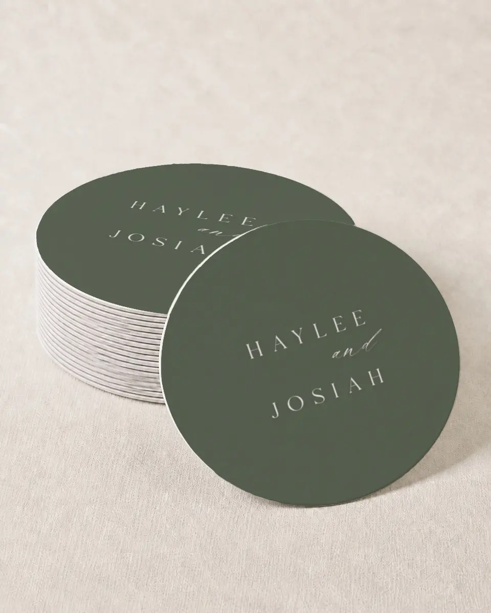 This is a 4" x 4" Wedding Coaster called Flourishing Frame printed in full color on Kraft Chipboard paper
