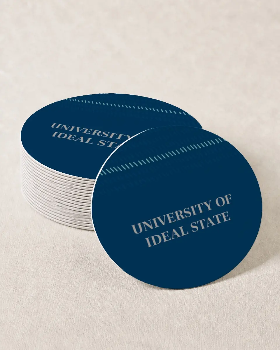 This is a 4" x 4" Wedding Coaster called Spirited Academics printed in full color on Kraft Chipboard paper