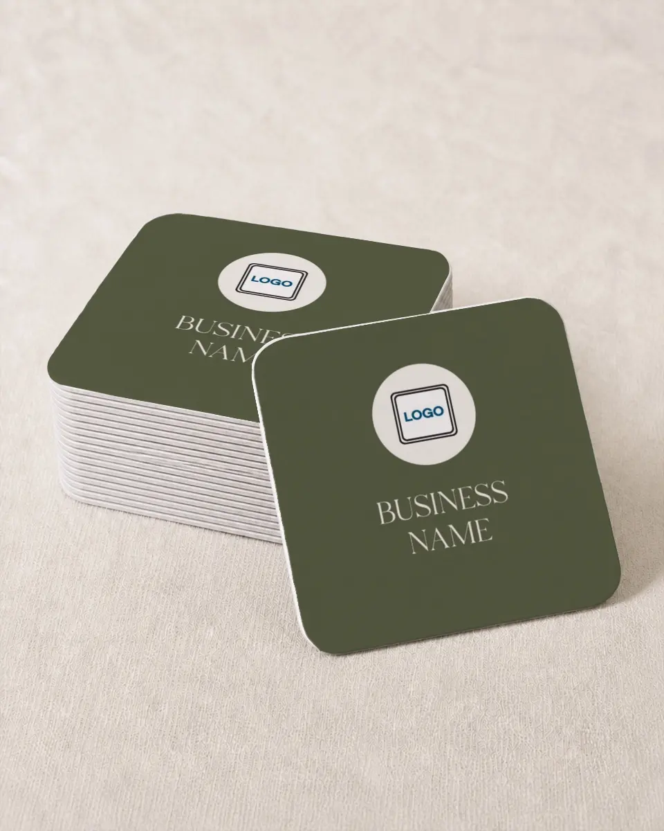 This is a 4" x 4" Wedding Coaster called Refined Approach printed in full color on Kraft Chipboard paper