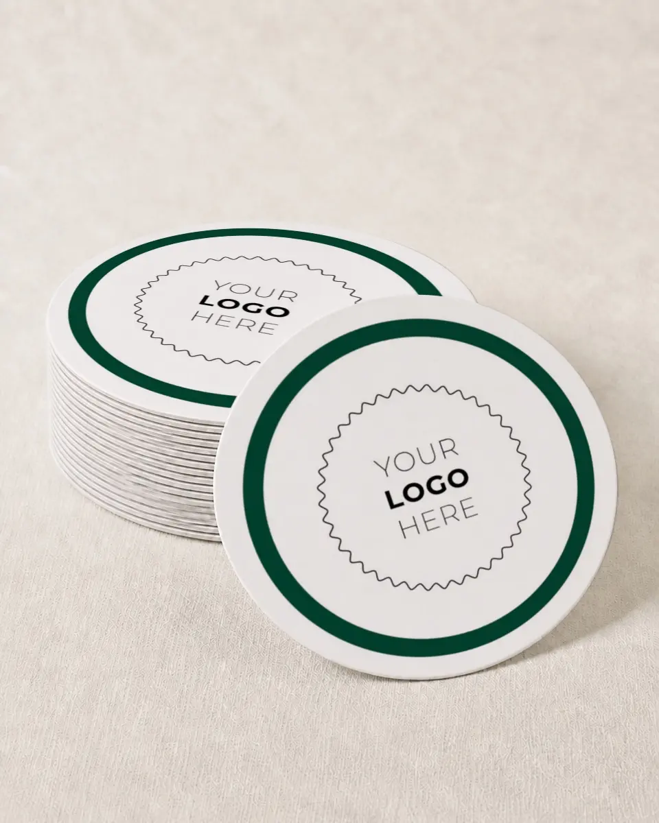 This is a 4" x 4" Wedding Coaster called Lasting Legacy printed in full color on Kraft Chipboard paper