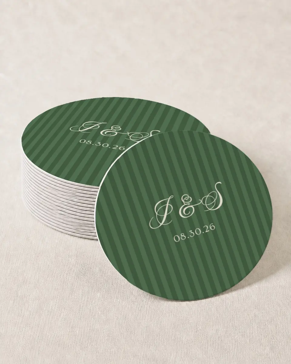 This is a 4" x 4" Wedding Coaster called Warwick printed in full color on Kraft Chipboard paper