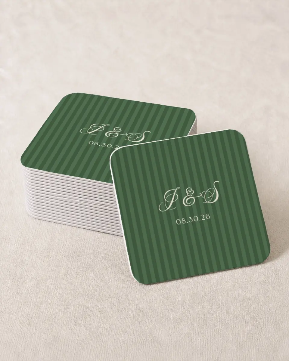 This is a 4" x 4" Wedding Coaster called Warwick printed in full color on Kraft Chipboard paper