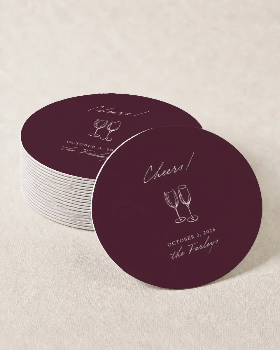 This is a 4" x 4" Wedding Coaster called Ivyhill printed in full color on Kraft Chipboard paper
