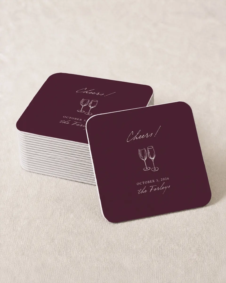 This is a 4" x 4" Wedding Coaster called Ivyhill printed in full color on Kraft Chipboard paper