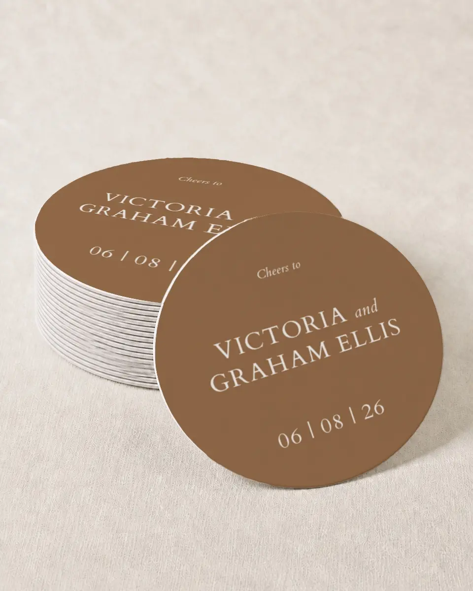 This is a 4" x 4" Wedding Coaster called Soft Branchlets printed in full color on Kraft Chipboard paper