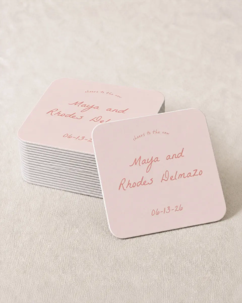 This is a 4" x 4" Wedding Coaster called Maritime Vows printed in full color on Kraft Chipboard paper