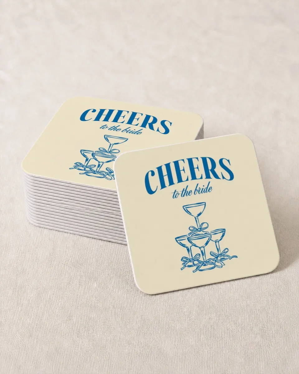 This is a 4" x 4" Bachelorette Party Thank You Card called Wife of the Party printed in full color on Kraft Chipboard paper