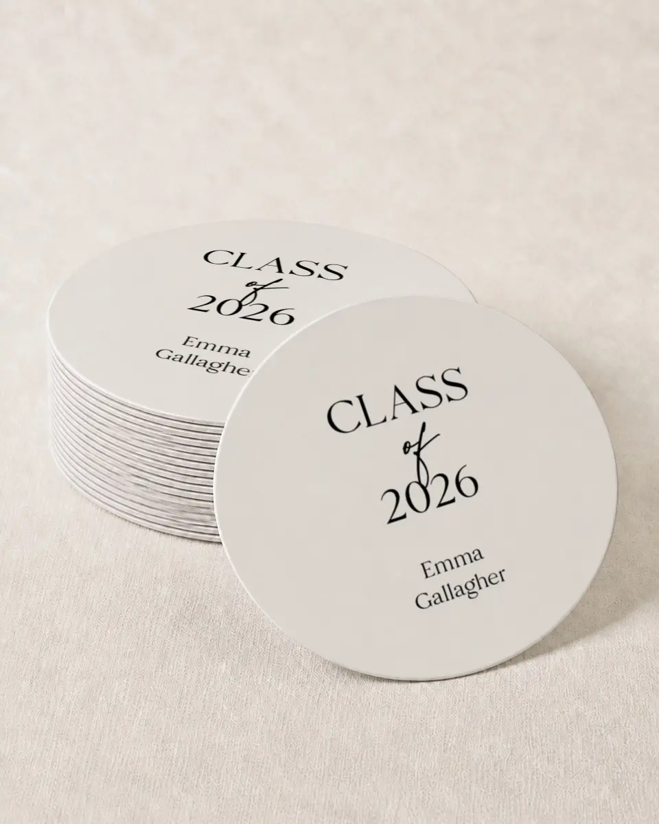 This is a 4" x 4" Wedding Coaster called Effortless Edge printed in full color on Kraft Chipboard paper
