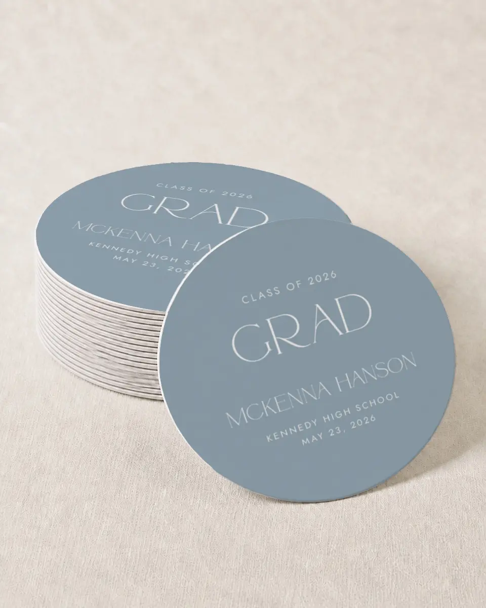 This is a 4" x 4" Wedding Coaster called Graceful Grad printed in full color on Kraft Chipboard paper