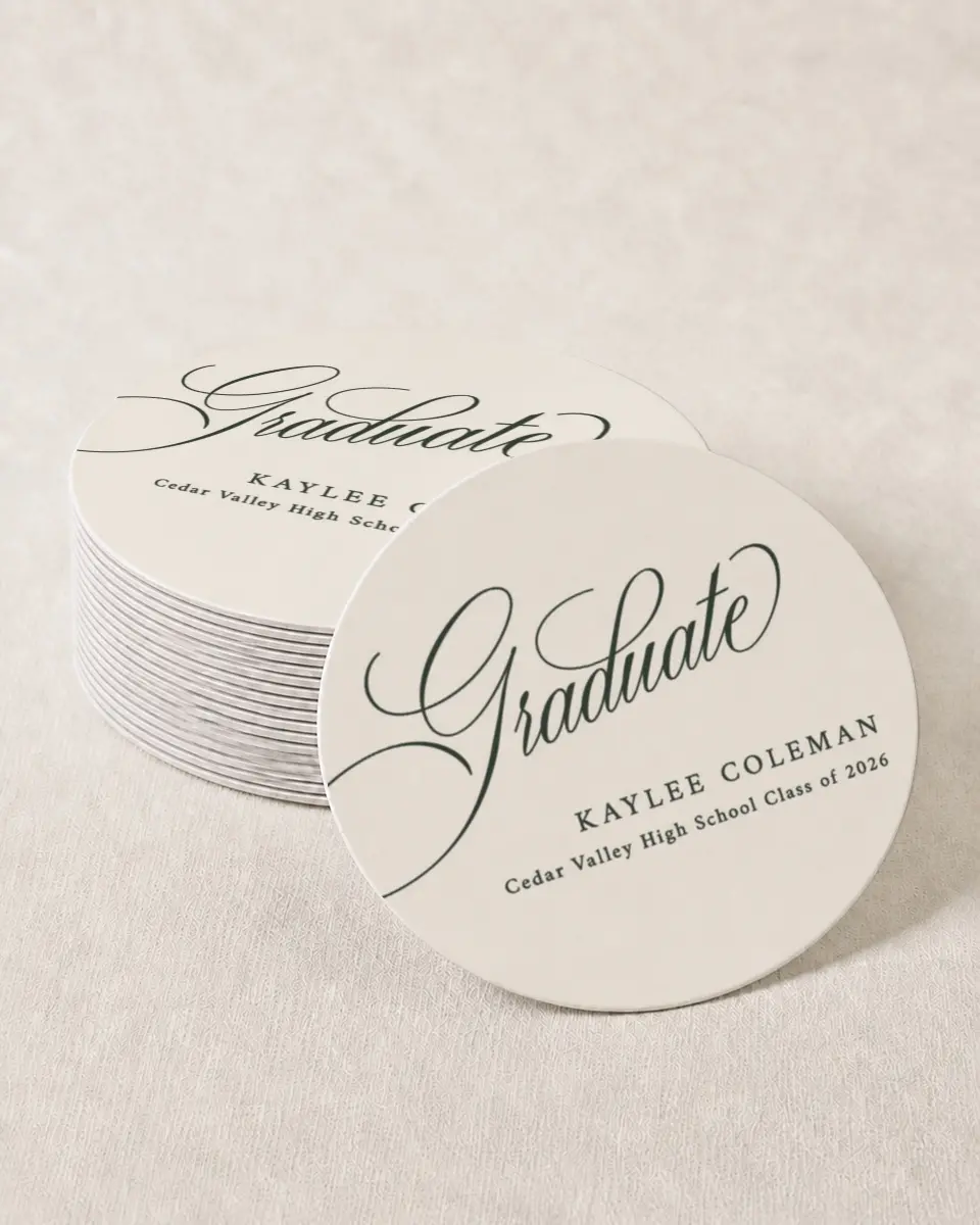 This is a 4" x 4" Wedding Coaster called Grand Flourish printed in full color on Kraft Chipboard paper