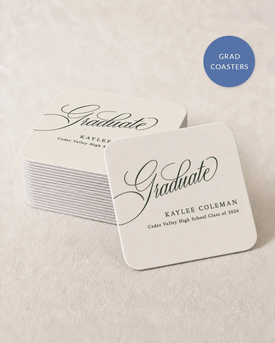 This is a 4" x 4" Wedding Coaster called Grand Flourish printed in full color on Kraft Chipboard paper