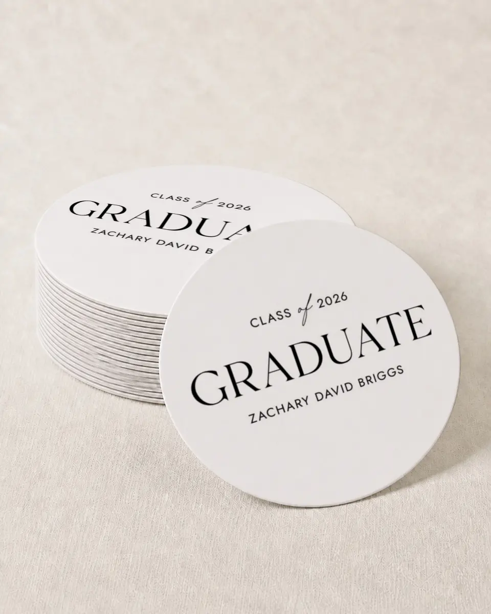 This is a 4" x 4" Wedding Coaster called Pure Frame printed in full color on Kraft Chipboard paper