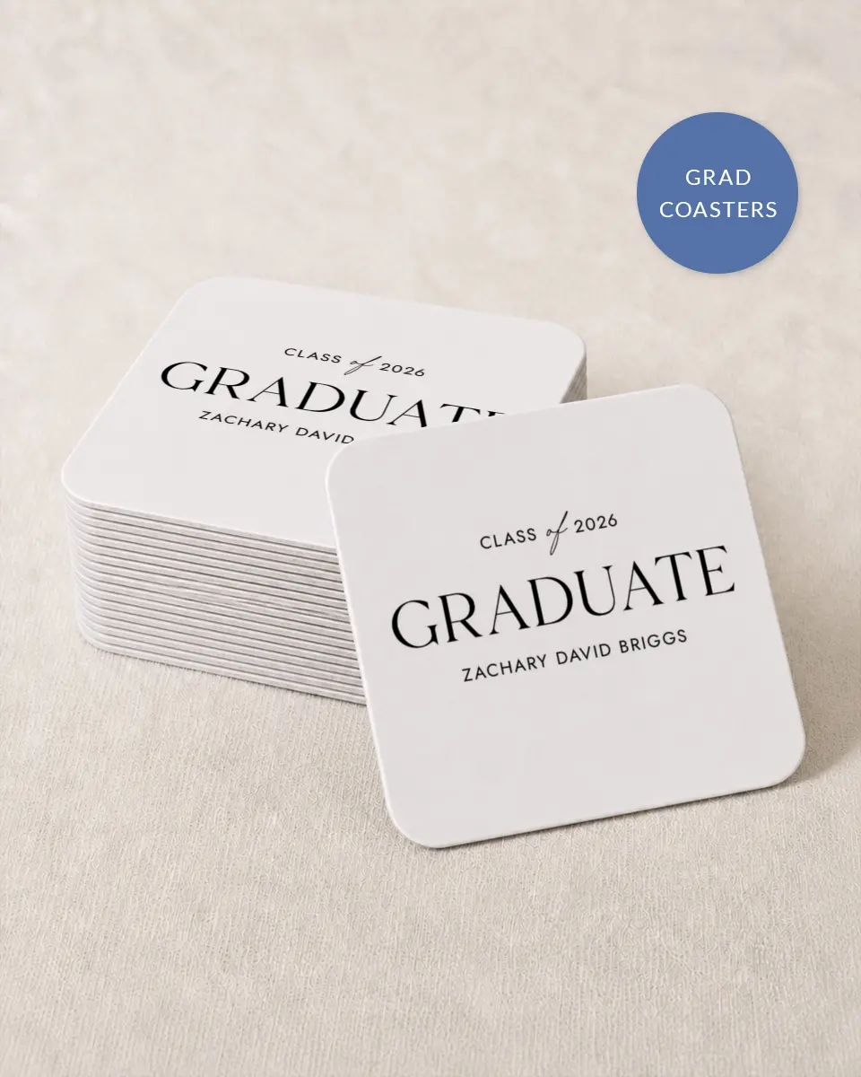 This is a 4" x 4" Wedding Coaster called Pure Frame printed in full color on Kraft Chipboard paper